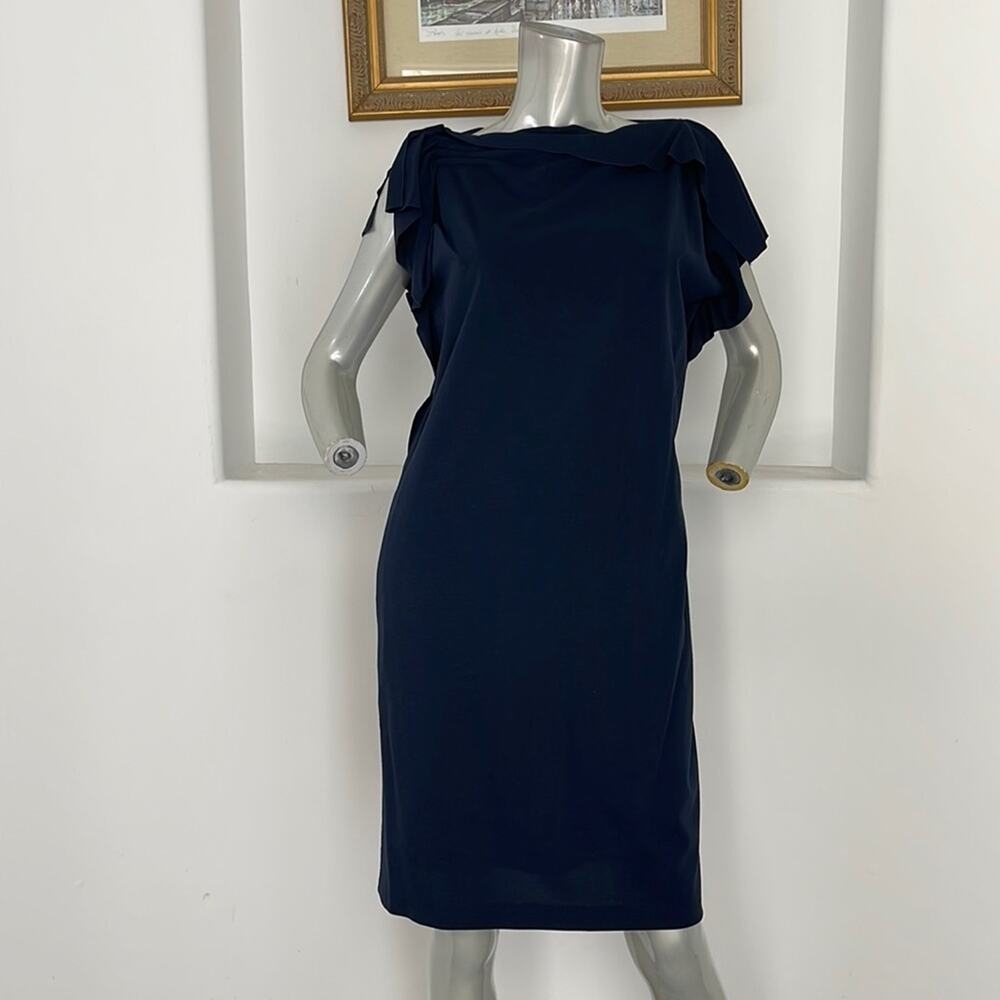 Escada Sport Sheath Navy Blue Classic Short Sleeve Short Dress Size EU 40
